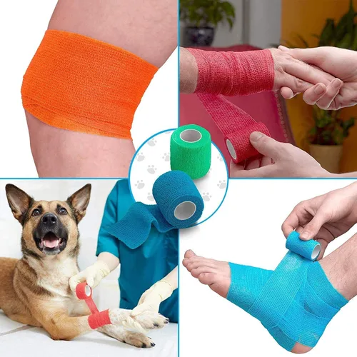 Vista 3 de Vet Wrap - Vendaje de compresión cohesivo autoadherente y cinta de gasa médica para perros, gatos y caballos, varios
