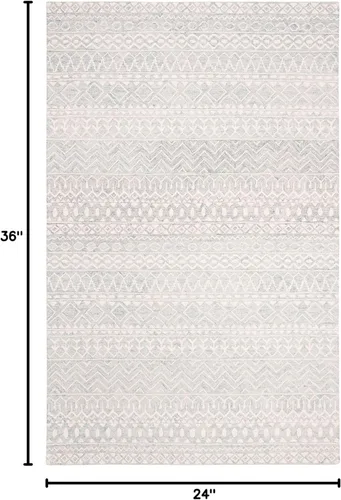 Vista 2 de SAFAVIEH Micro-Loop Collection - Alfombra decorativa de 2 x 3 pies, color aguamarina y marfil, hecha a mano de lana tribal marroquí bohemia, ideal