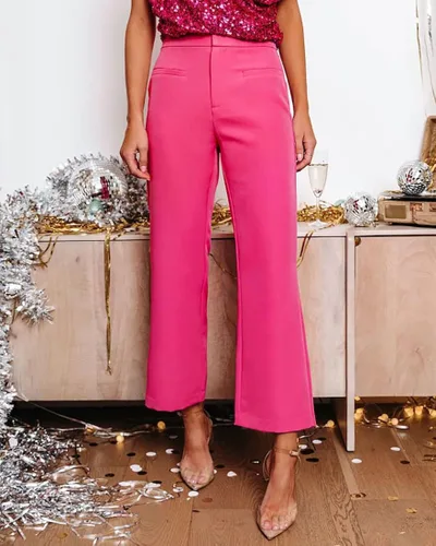 Vista 2 de Doubauen Womens Casual Pants Capris Pants High Waist Work Cropped Trousers with Pockets