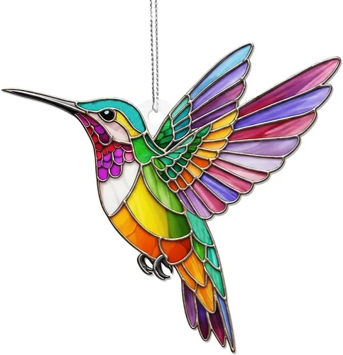 Vista 12 de Adorno de Navidad acrílico de mariposa con efecto vitral, atrapasoles colgante de ventana para familiares y amigos, decoraciones de Navidad, regalo