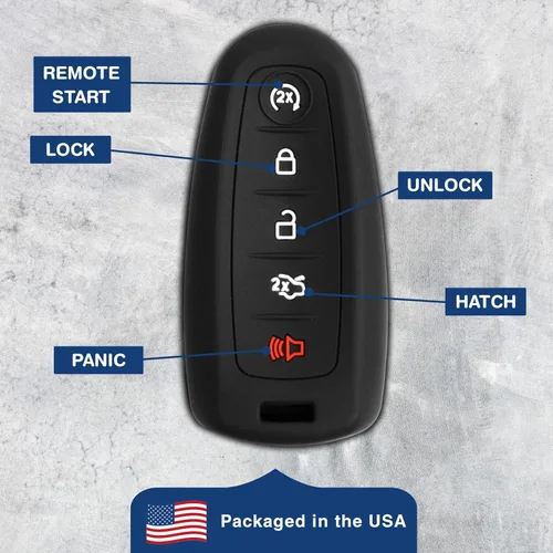 Vista 6 de KeyGuardz - Carcasa exterior de goma suave para Ford Lincoln con control remoto de entrada sin llave
