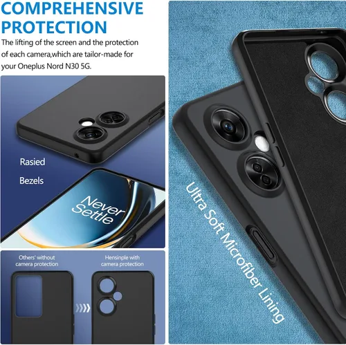 Vista 6 de Hensinple para OnePlus Nord N30 5G Funda, Protección contra caídas [con protector de pantalla] Grado militar 360 Protección completa de silicona