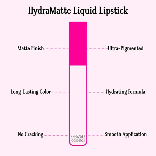 Vista 2 de Gerard Cosmetics HydraMatte - Lápiz labial líquido Strawberry Fields, lápiz labial rosa con acabado mate, de larga duración y no se seca
