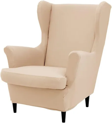 Vista 27 de Fundas para silla Wingback, 2 piezas, fundas elásticas para sillón de ala de color sólido con parte inferior elástica, protector de muebles