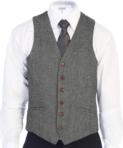 Vista 121 de Gioberti Chaleco de tweed formal de 6 botones para hombres