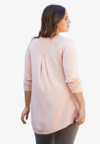 Vista 3 de Ellos Suéter sin botones con espalda plisada en talla grande para mujer