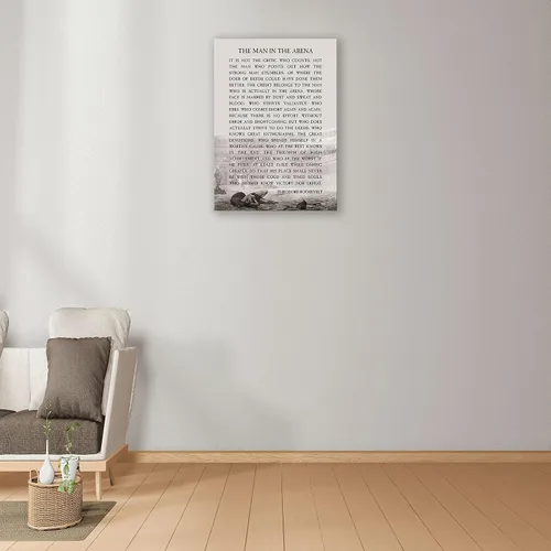 Vista 4 de Póster de Theodore Roosevelt de The Man In The Arena, arte de pared motivacional para sala de estar, fotos con cita espiritual, decoración enmarcada