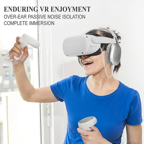 Vista 2 de Gaming Headphones Compatible with Meta Quest 2 Headset Increase VR Immersion - VR Headphones with Custom Length Cable, Optimized Gaming Audio