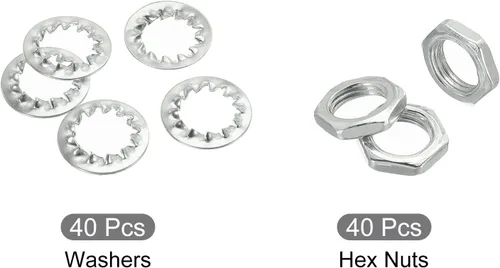 Vista 3 de MECCANIXITY Tuercas de bloqueo roscadas de tubo de lámpara con arandelas M10 rosca hexagonal para lámpara de techo montaje de reparación