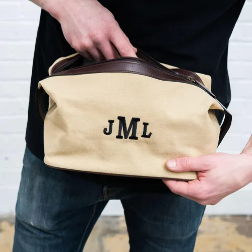 Vista 4 de WEDDINGSTAR Neceser de viaje para hombre - Lona marrón claro, Marrón 1 bolsa, No personalizable