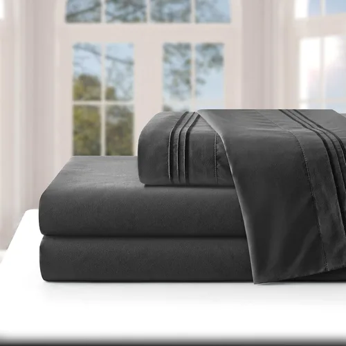 Vista 63 de Manyshofu Juego de sábanas de tamaño individual con bolsillos extra profundos, sábanas y fundas de almohada de 1800 hilos de lujo para hotel, juego