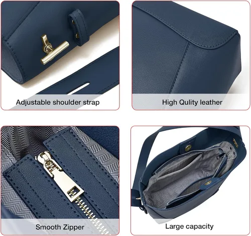 Vista 5 de FOXLOVER Minimalism - Bolso de hombro estilo hobo de cuero para mujer, bolso de mano para mujer pequeña