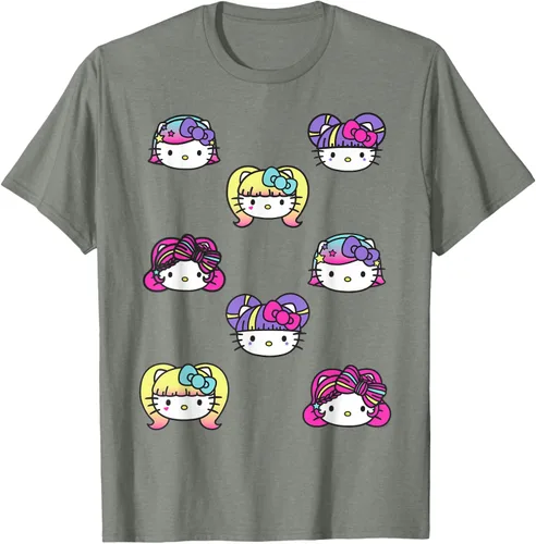 Vista 32 de hello kitty Kawaii Multi peinado Tee, Azul (Heather blue)