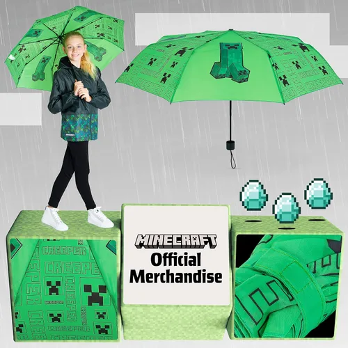 Vista 4 de Minecraft Folding Umbrellas for Boys Girls Durable Compact Umbrella Windproof Travel Umbrella for Teens and Gamers