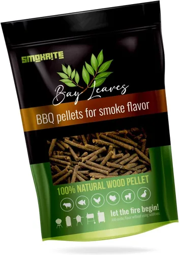 Vista 3 de SMOKRITE: Pellets de madera de hojas de laurel para parrillas ahumadoras, pellets de madera dura 100% natural para parrillas al aire libre, ahumar