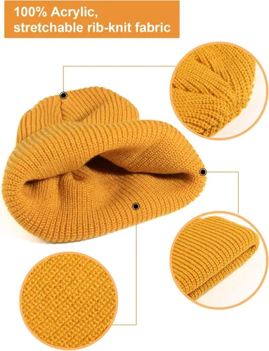 Vista 5 de SATINIOR Gorro de pescador de invierno de 2 piezas, gorro de arrastrero, con borde enrollable, gorro unisex