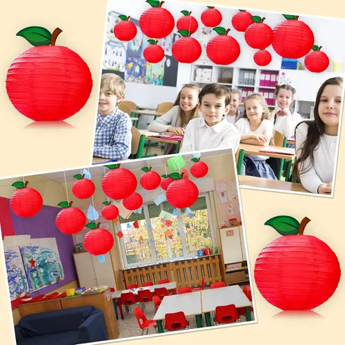 Vista 6 de Retisee 12 linternas de papel de manzana de 10 pulgadas para decoración