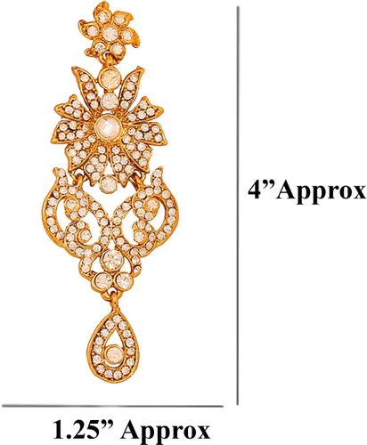 Vista 2 de Touchstone Indian Bollywood - Elegante joyería contemporánea de diseñador con cabeza de mano, accesorio de boda, Kaleera Mangtika en tono dorado