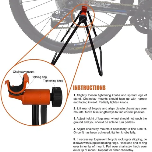 Vista 5 de Soporte para bicicleta Ibera, de altura regulable, plegable, mecánico, para guardar y reparar bicicletas
