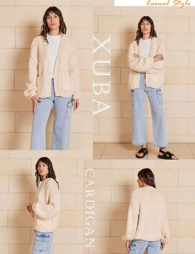 Vista 4 de Cárdigan de punto suave con bolsillos para mujer, manga larga, casual, de punto, frente abierto, suéteres ligeros
