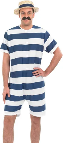 Vista 2 de fun shack Traje de baño Old Time para hombre, traje de baño de los años 20, traje de baño de una pieza para hombre, disfraces de Halloween