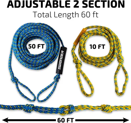 Vista 2 de Swonder Cuerdas de remolque de 2 secciones para tubería, 1-4 cuerdas de 60 pies para tubos remolcables
