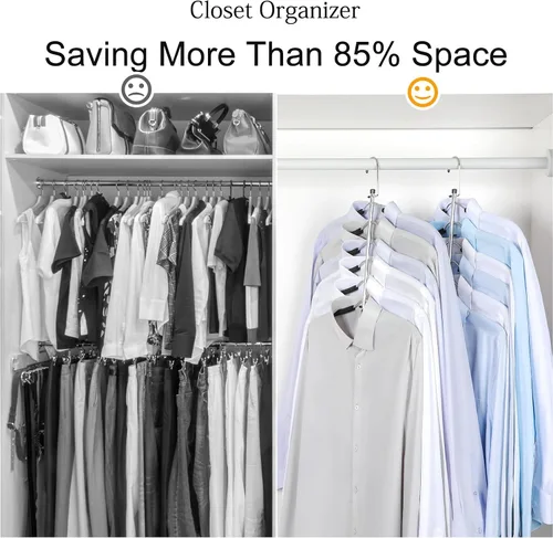 Vista 2 de TOPIA HANGER Percha para Ropa que Ahorra Espacio, Perchas de 6 Niveles para Camisas y Abrigos que Ahorran Espacio Sin Protuberancia en los Hombros