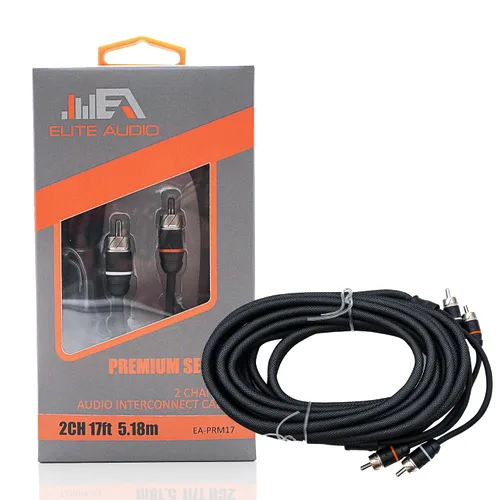 Vista 15 de Elite Audio Serie Premium 1.5 pies. Cable RCA de audio para auto de 2 canales – Blindado doble, cobre libre de oxígeno, cable de audio reductor