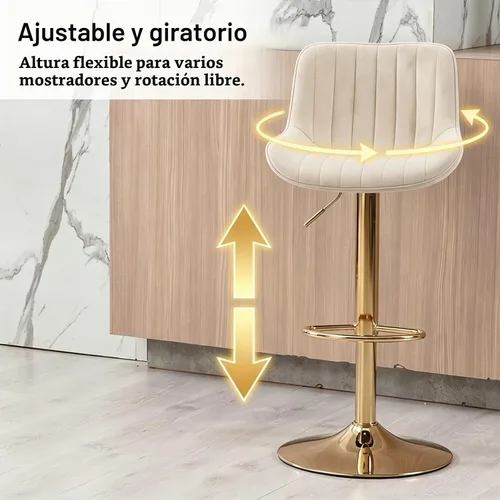Vista 6 de ECHINGLE Juego de 2 taburetes de bar de terciopelo, taburetes de bar giratorios de altura de mostrador con respaldo y altura ajustable, modernos
