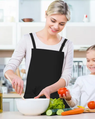 Vista 2 de Hugitout Delantal de chef unisex con correas ajustables y dos bolsillos para uniforme de trabajo, delantal impermeable