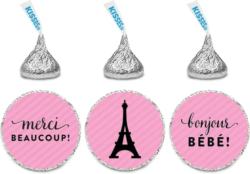 Vista 3 de Andaz Press Paris Bonjour Bebe Girl Baby Shower Collection - Cartel colgante con cuerda, tarjetas y regalos, 5 pies, 1 juego, decoración de papel