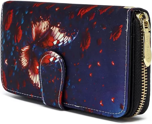 Vista 96 de Cartera de mano para mujer, estilo bohemio, con RFID, elegante, espaciosa con correa para viajes, capacidad para tarjetas, teléfono, dinero