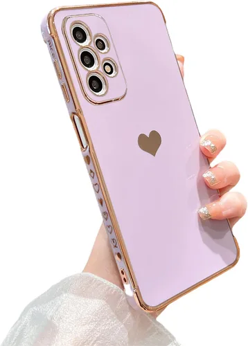 Vista 125 de phylla Funda de teléfono compatible con Samsung Galaxy A12 de 6.5 pulgadas, lindo corazón chapado en oro, elegante funda de lujo para mujer