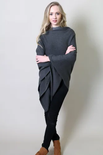 Vista 7 de Suéter de punto Poncho de punto para mujer, algodón orgánico, hilo amoroso