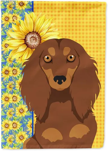 Vista 322 de Caroline's Treasures WDK5313GF Bandera de jardín con diseño de girasoles de verano, color negro y tostado, Airedale Terrier para buzón, bandera