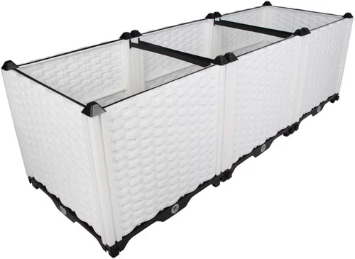Vista 37 de BAOYOUNI - Juego de jardinera cuadrada para interiores o exteriores, maceta de plástico, caja de cultivo para verduras frescas, hierbas, flores