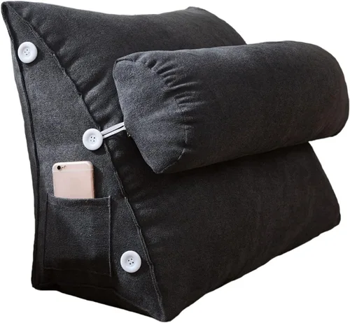 Vista 11 de Cojín de cuña para sofá cama con soporte para el cuello, almohada de apoyo para la espalda, almohadas de lectura para sentarse en la cama