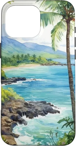 Vista 19 de Tropical Hawaii Forest Beach Ocean Art Aesthetic Case for iPhone 16