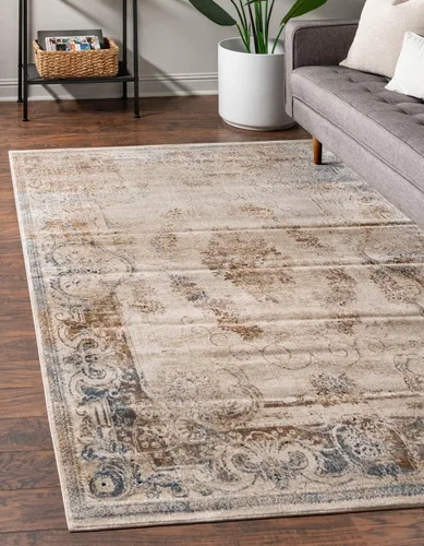 Vista 11 de Unique Loom Chateau Collection - Alfombra de área, 5 x 8 pies, color beige
