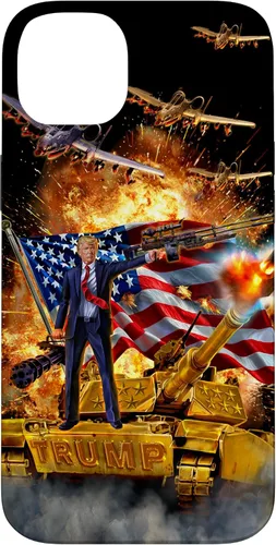 Vista 15 de iPhone 16 Presidente Donald Trump monta una funda dorada