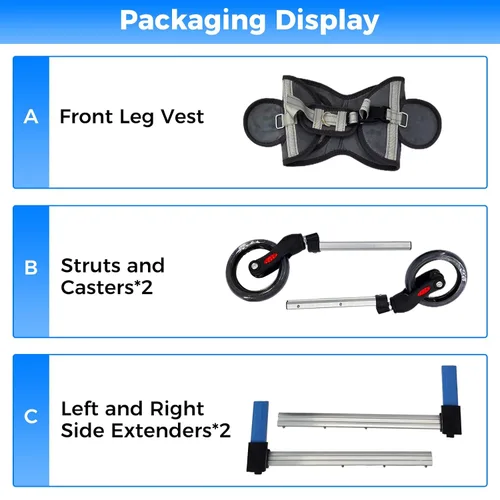 Vista 6 de Kit de ruedas delanteras para silla de ruedas para perros para actualizar la silla de ruedas de patas traseras a silla de cuatro ruedas (M)