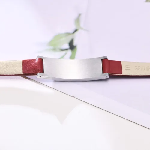 Vista 4 de MPRAINBOW Pulsera de alerta médica personalizada para mujer, correa de reloj de cuero genuino, grabado de doble cara, diabetes, epilepsia, joyería