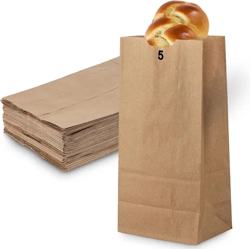 Vista 7 de MT Products Bolsas de papel marrón de 5 libras - Papel Kraft para panadería y comestibles - Paquete de 100
