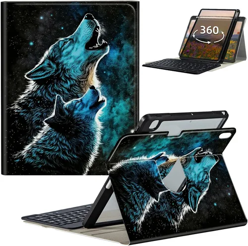 Vista 17 de Funda de teclado para iPad de 9ª/8ª/7ª generación de 10.2 pulgadas 2021/2020/2019 con soporte delgado giratorio de 360 grados, cubierta inteligente