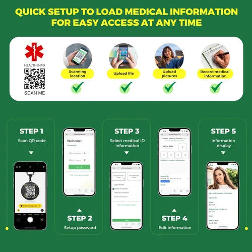 Vista 5 de Collar de alerta médica para mujer - Collar médico de acero inoxidable grabado con código QR Collar de identificación médica - Más espacio