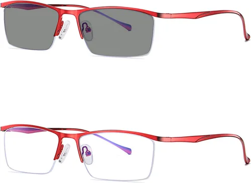 Vista 8 de Gafas de lectura fotocromáticas, gafas de lectura de tendencia, para hombres y mujeres, medio marco, para negocios, oficina, hombres