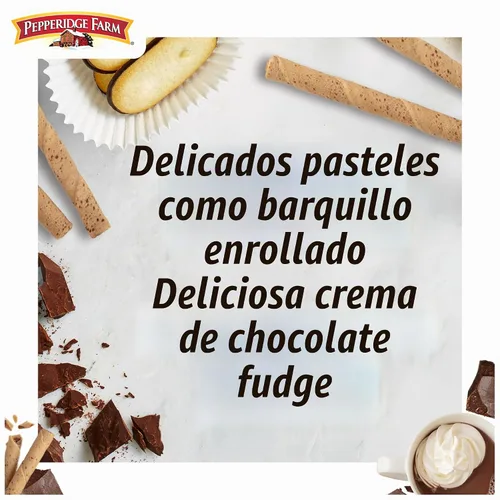 Vista 4 de Pepperidge Farm Pirouette Galletas, Obleas rellenas con créme de chocolate y turrón, 13.5 onzas en lata