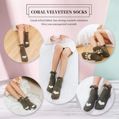 Vista 3 de DYW Fuzzy Socks for Women Soft Cozy Fluffy Winter Warm Slipper Socks Home Sleeping Animal Socks