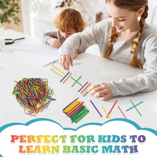 Vista 3 de Geetery 500 palillos coloridos para manualidades, 2 x 0.1 pulgadas, palillos de madera a juego para niños, adultos, manualidades, proyectos