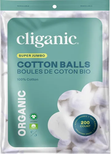 Vista 7 de Cliganic Bolas de algodón orgánico súper jumbo (100 unidades), hipoalergénicas, absorbentes, de tamaño grande, 100% puro (el embalaje puede variar)